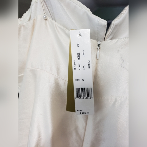 Nicole Miller 100% Silk Strapless Mermaid Wedding Dress True Size 12 - Picture 6 of 8